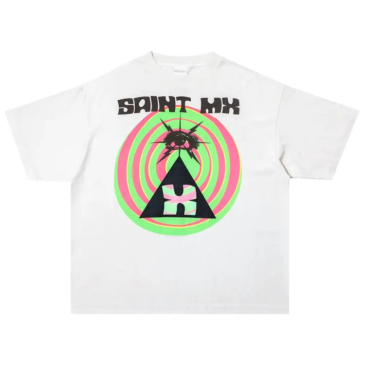 Saint Michael white MX T-Shirt White Pink Green