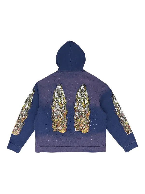 Who Decides War Flame Glass Hooded Pullover in Purple