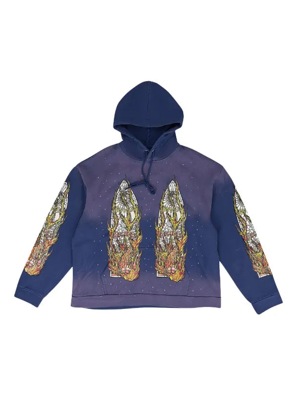 Who Decides War Flame Glass Hooded Pullover in Purple