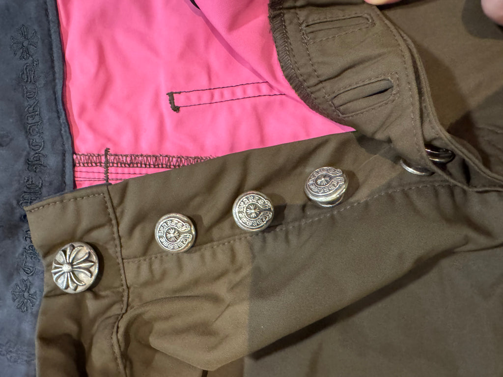 Chrome Hearts Leather Patch Brown Carpenter Pants