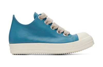 Rick Owens Leather Blue Low Jumbo Lace Sneaker