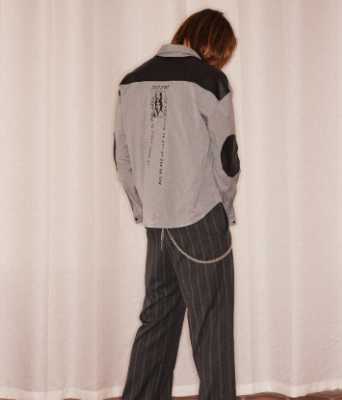Richill Melancholy Portrait Print Grey Button-Down Shirt