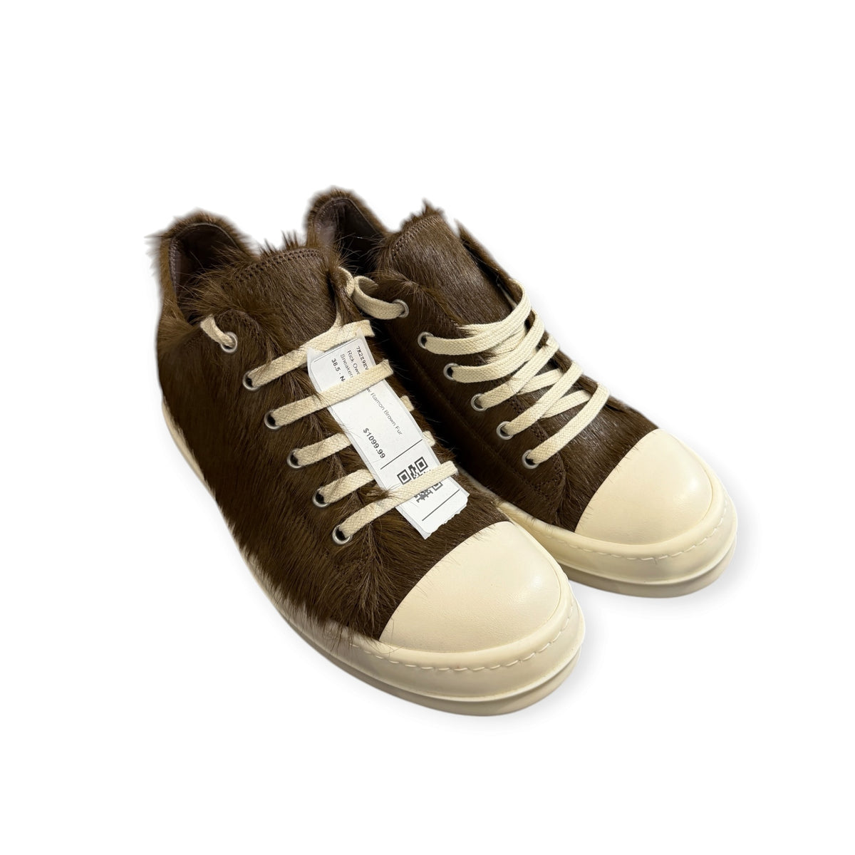 Rick Owens Low Ramon Brown Fur Sneakers