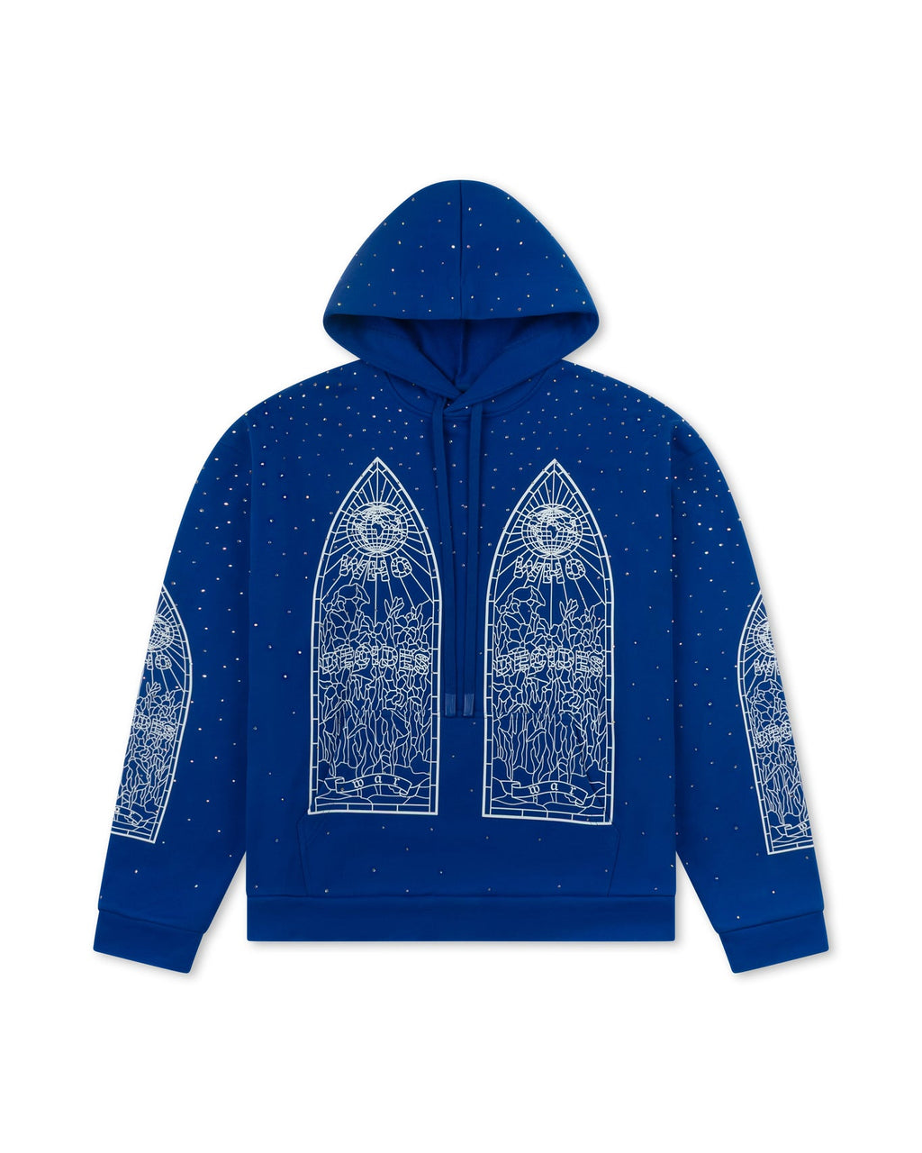 Who Decides War Rhinestone Blue Hooded Pullover
