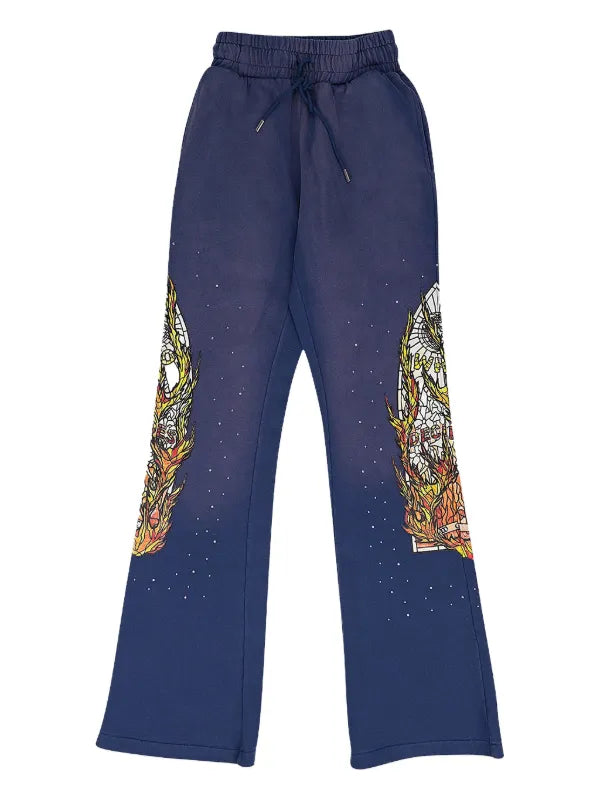 Who Decides War Flame Glass Purple Sweatpants
