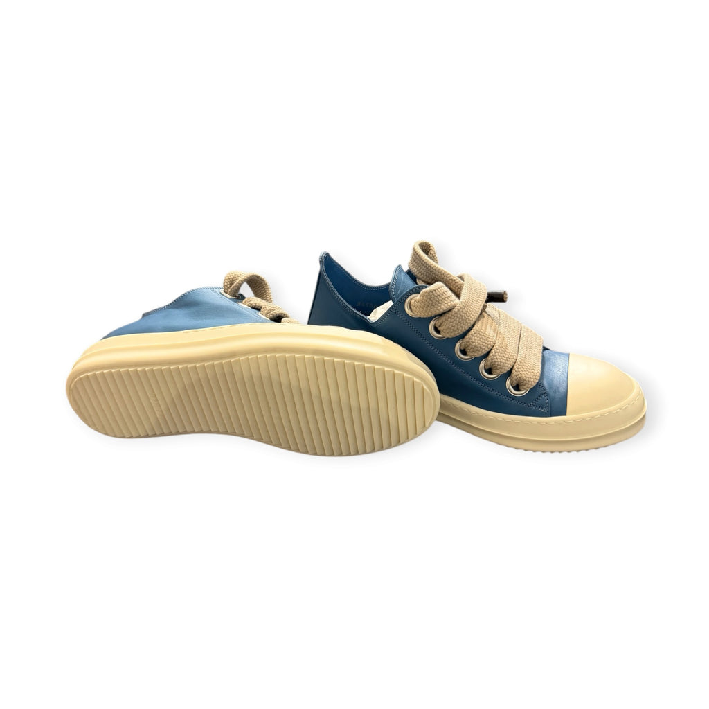 Rick Owens Leather Blue Low Jumbo Lace Sneaker