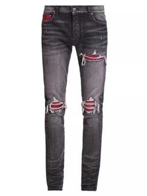 Amiri MX1 Red Lurex Patch Grey Jeans