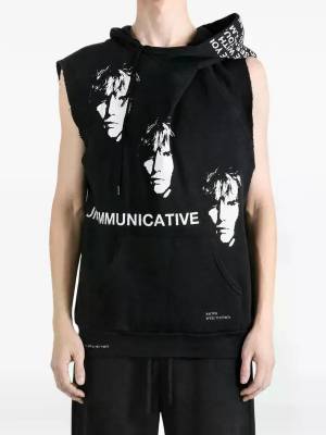 SAITOS Asymmetric Sleeveless Hoodie 'Black'