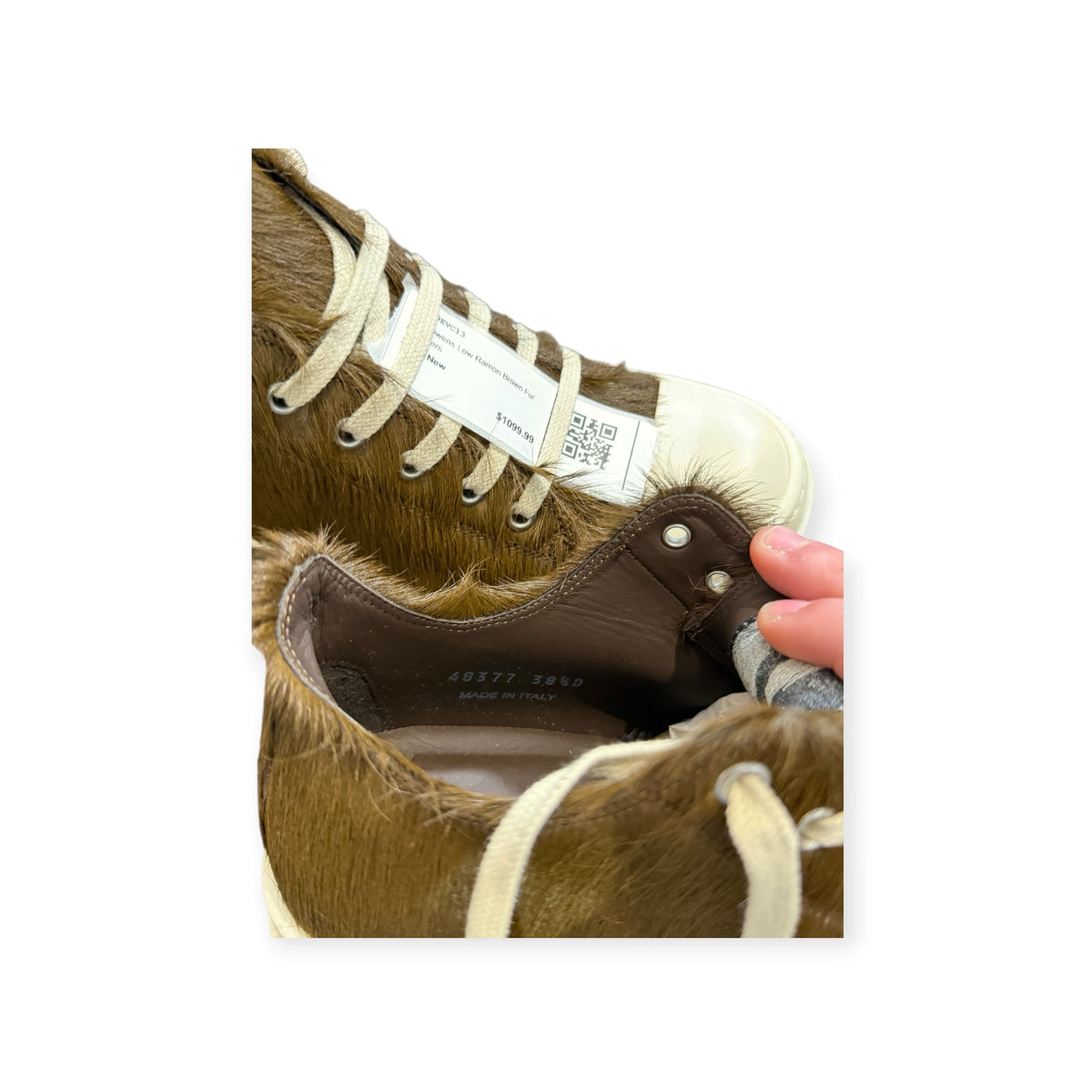 Rick Owens Low Ramon Brown Fur Sneakers