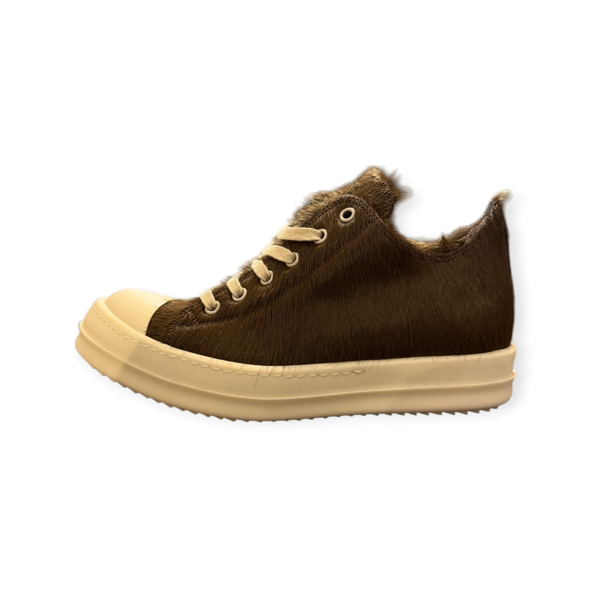 Rick Owens Low Ramon Brown Fur Sneakers