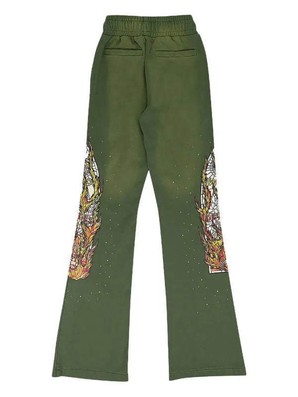 Who Decides War Flame Glass sweatpants in green