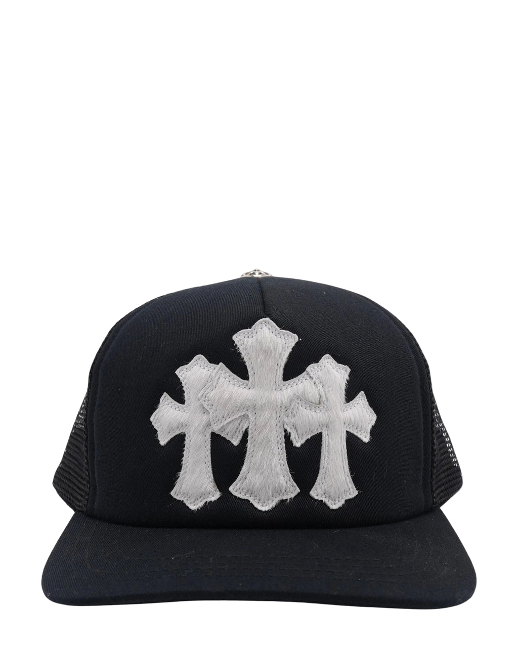 Chrome Hearts Pony Hair Triple Cross Black/White Trucker