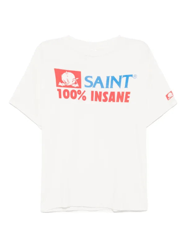 Saint Michael white cotton with the "100% Insane" graphic print