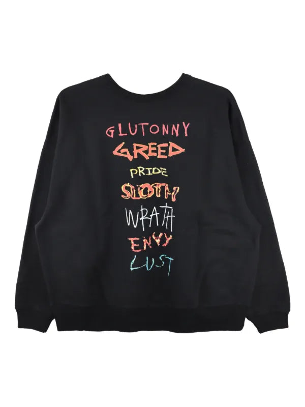 Saint Michael Repeat Logo Crewneck Black