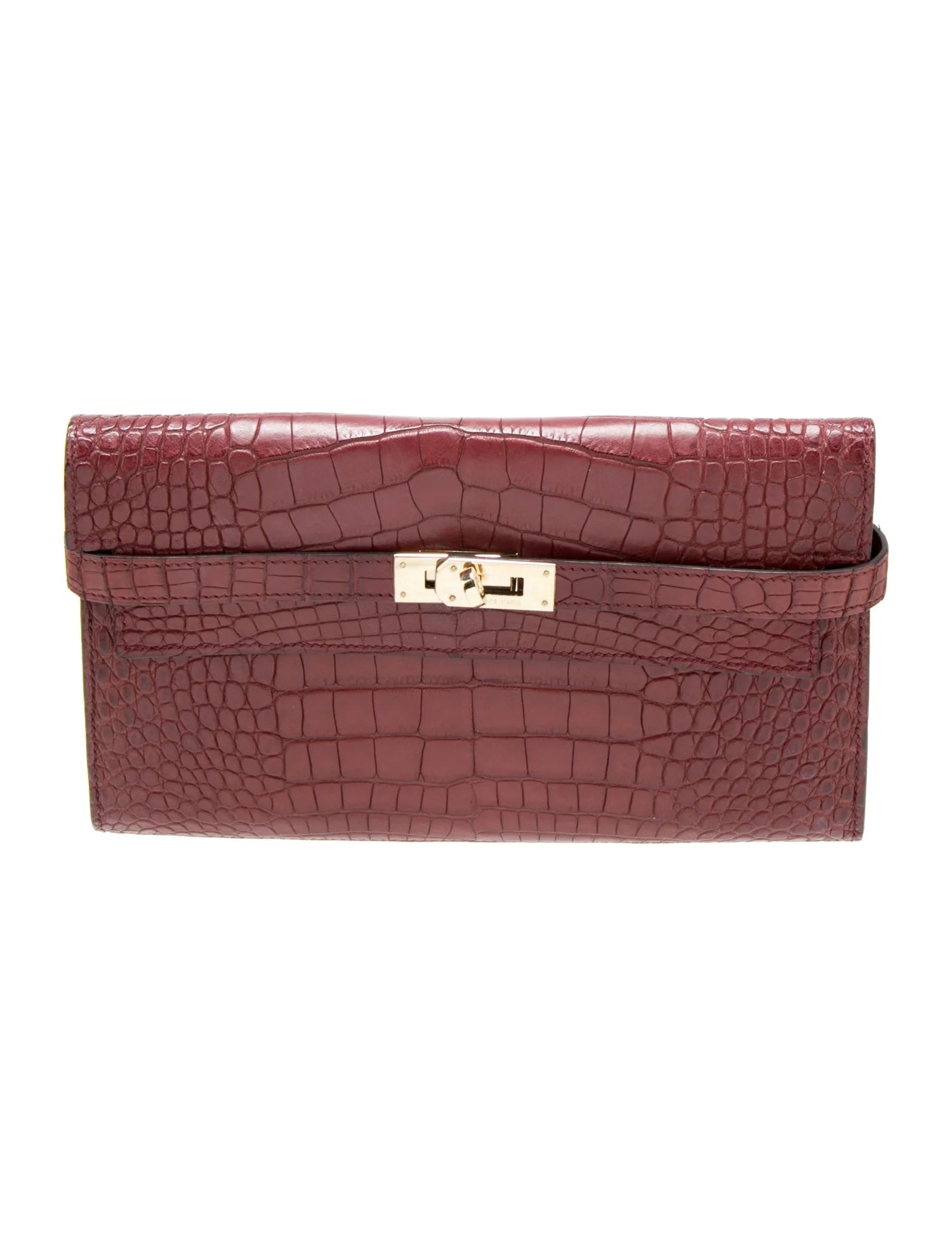 Hermes Kelly Wallet Alligator Red/Brown