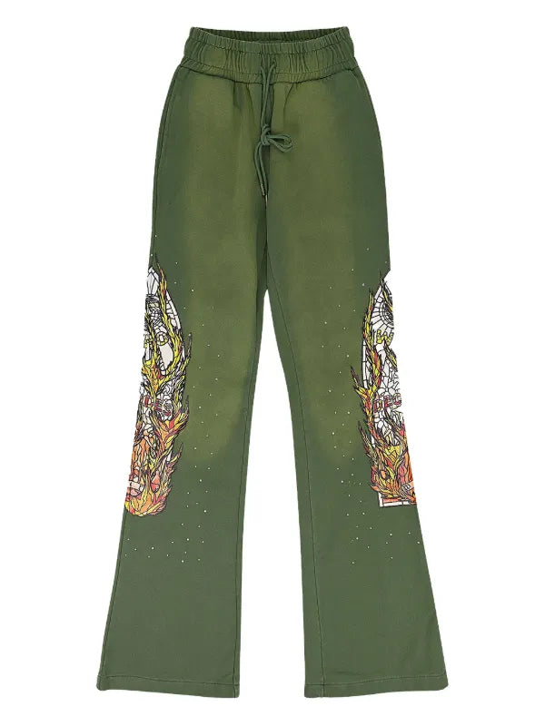 Who Decides War Flame Glass sweatpants in green