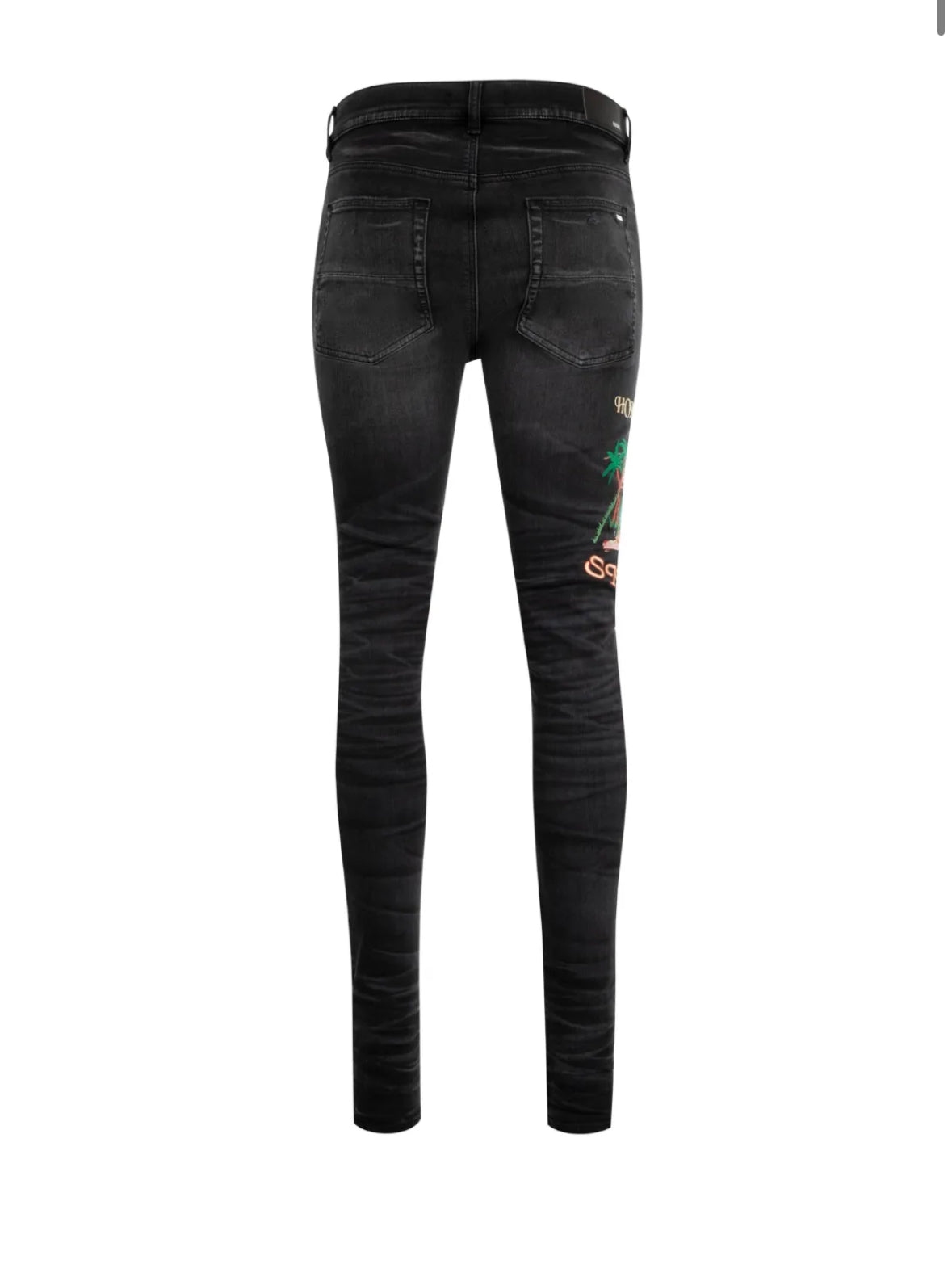 Amiri Sinner Embroidered Logo Black Jeans