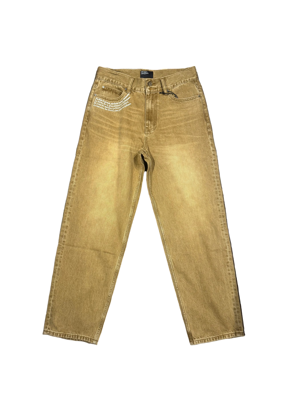 Richill Melancholy Slogan Embroidered Khaki Denim Pants
