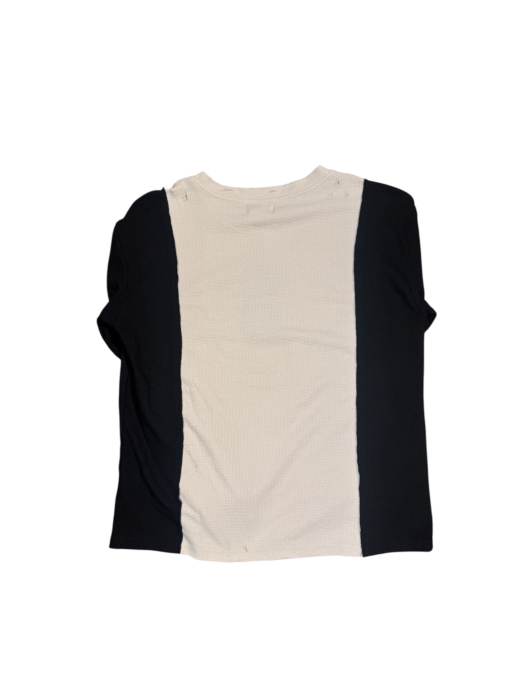Richill Melancholy Distressed Split Waffle LS White/Black T-Shirt