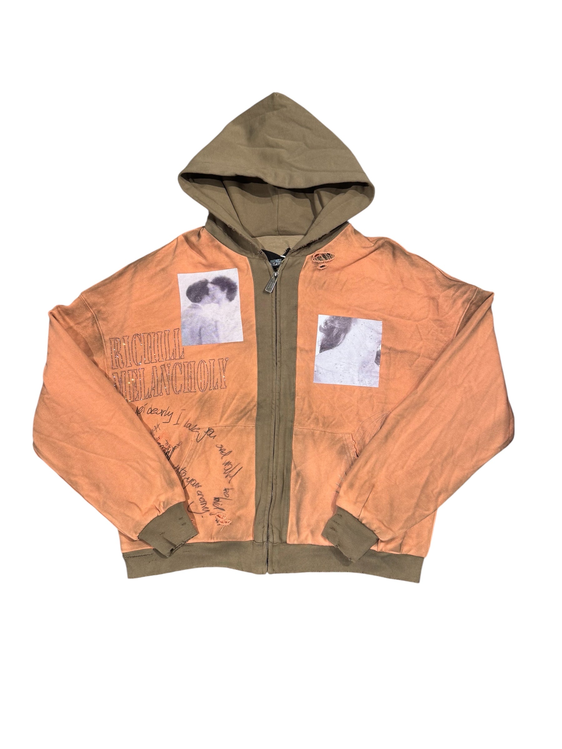 Richill Melancholy Sketch Brown/Orange Zip Up Hoodie