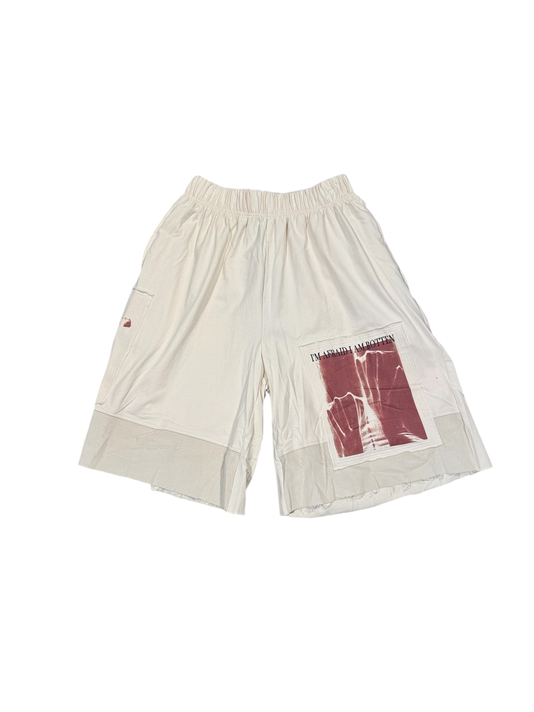 Richill Melancholy Patch Logo Cotton Cream Shorts