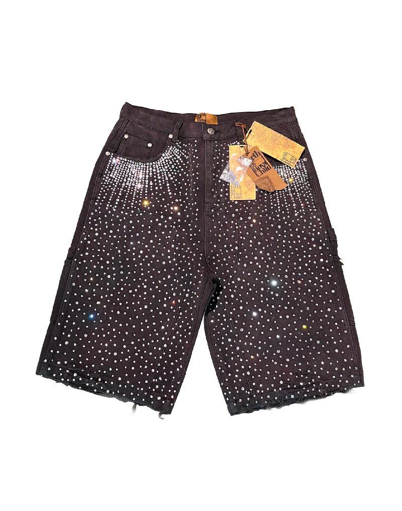 Birth of a Royal Child Radial 20k Diamond Washed Black Jorts