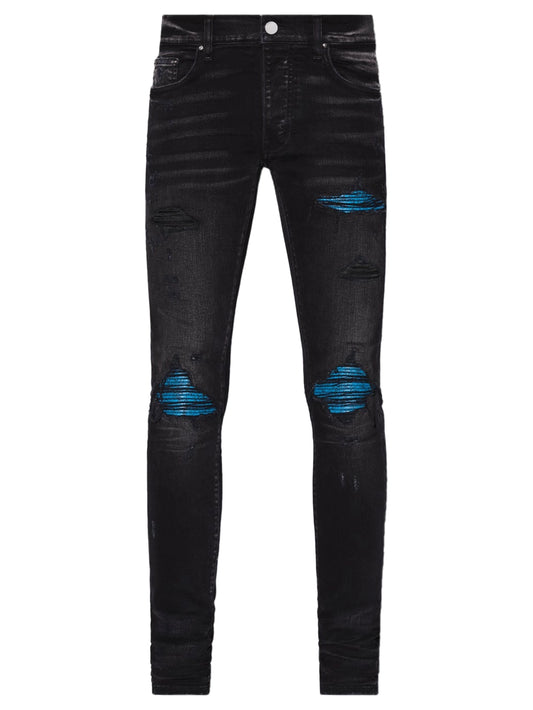 Amiri Cracked Blue MX1 Black Jeans