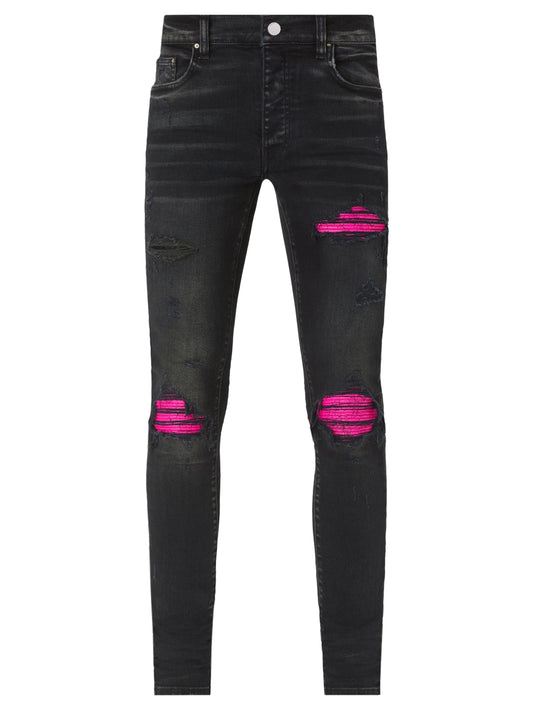 Amiri Pink Patch MX1 Black Jeans