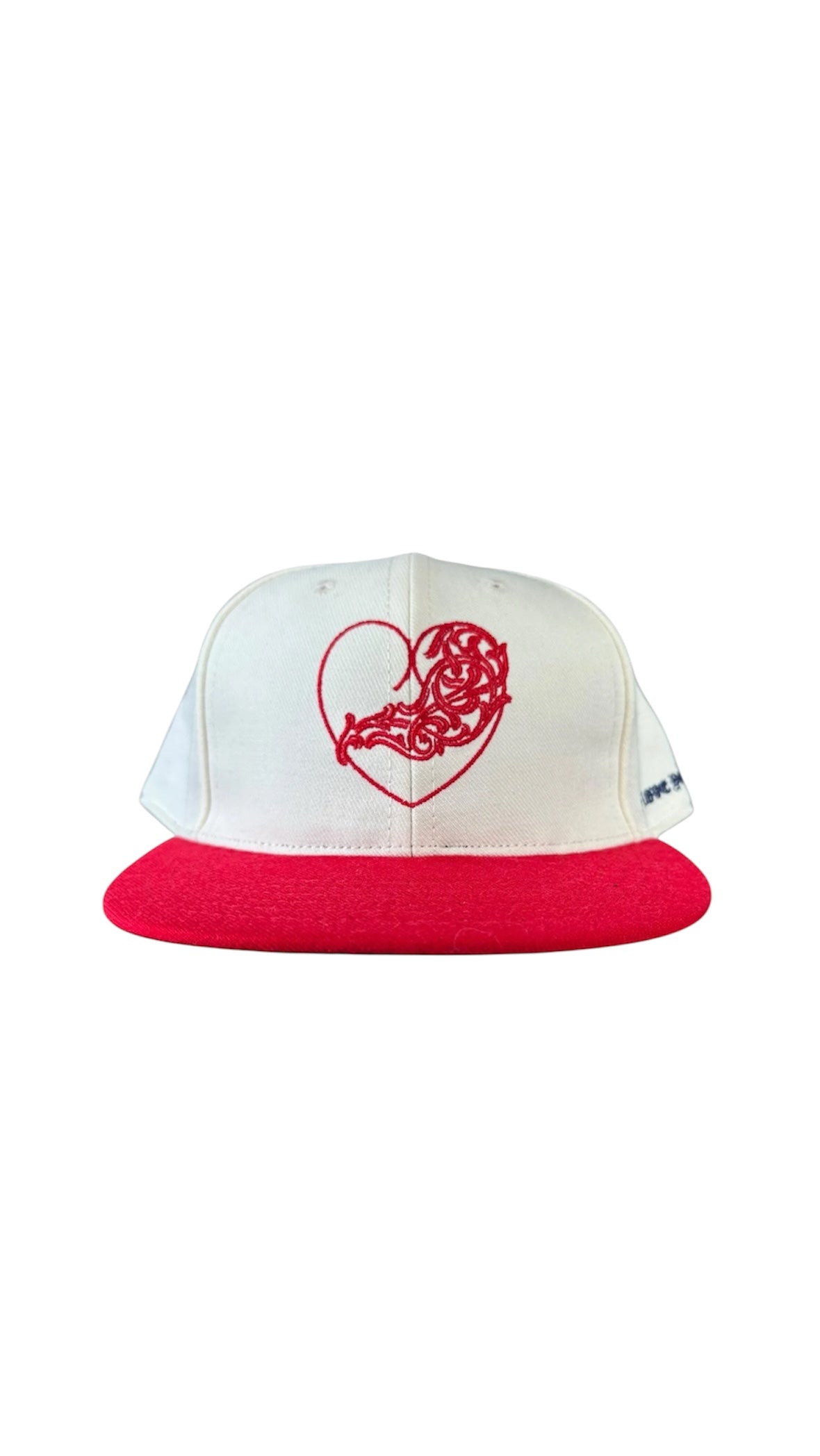 Chrome Hearts White & Red Heart Logo Fitted Hat