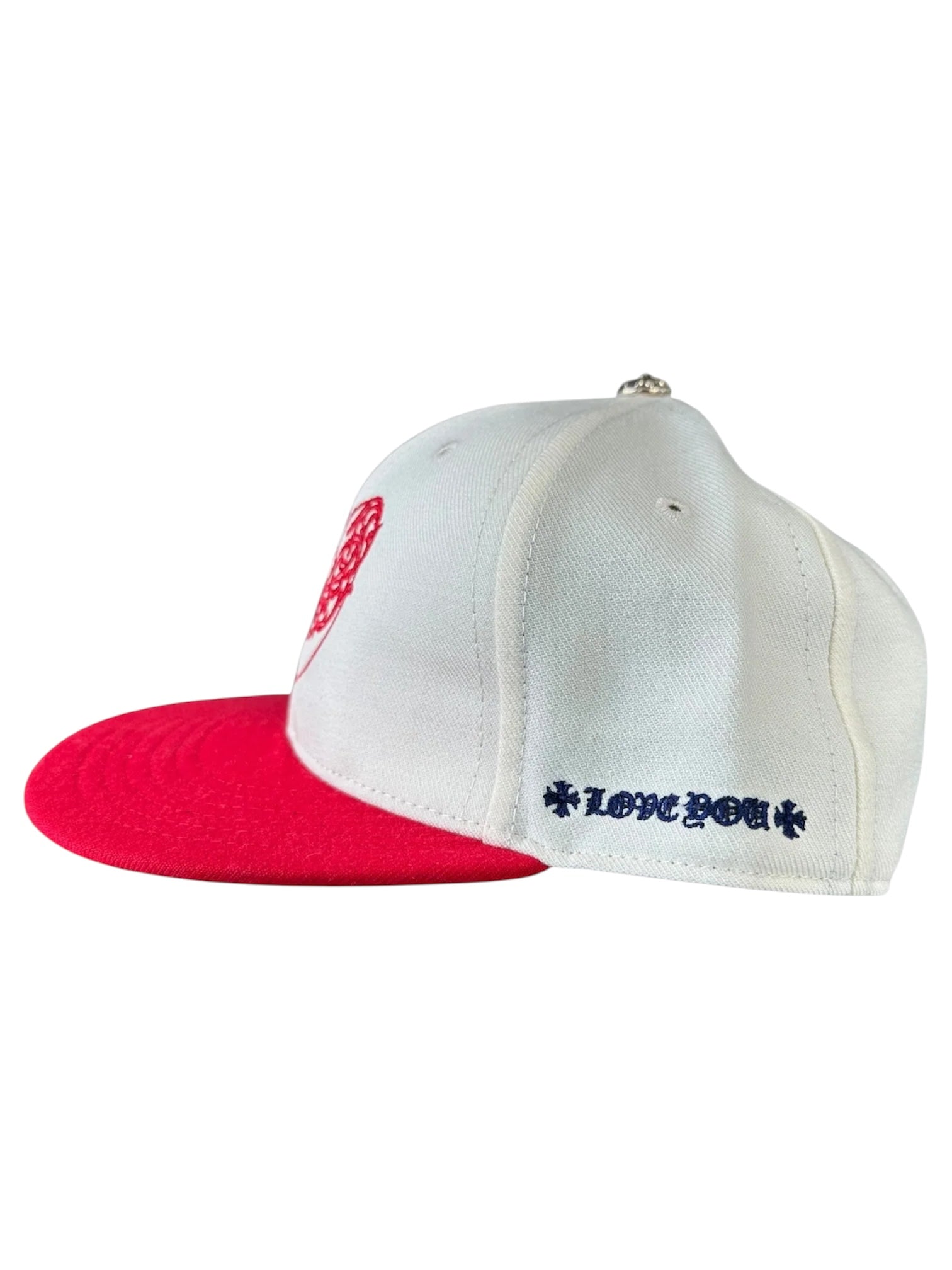 Chrome Hearts White & Red Heart Logo Fitted Hat