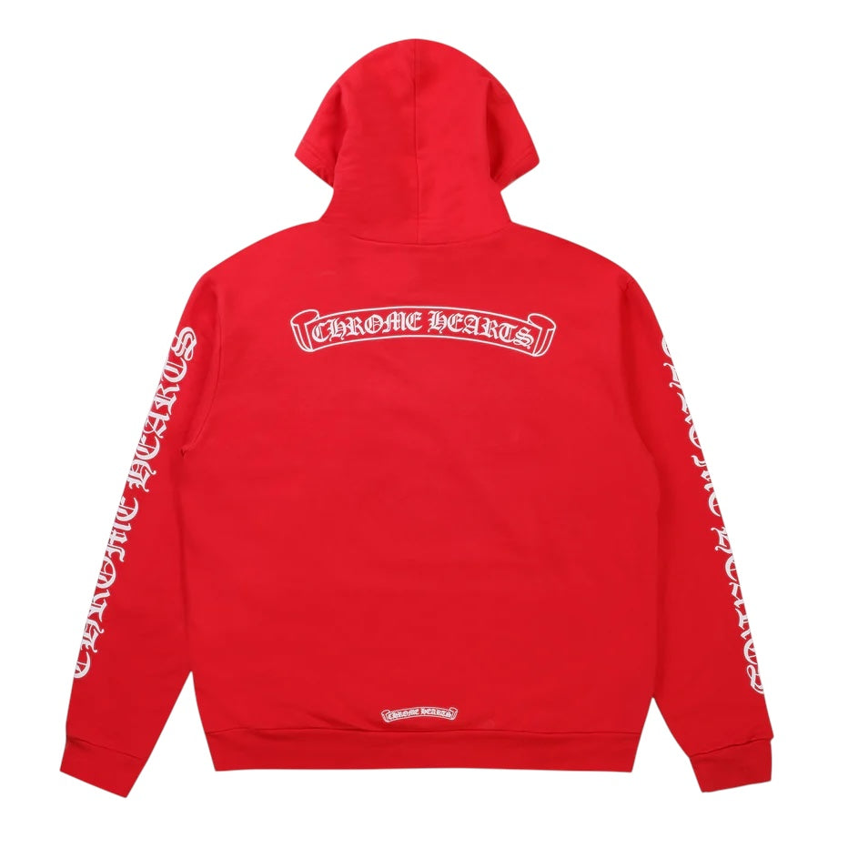 Chrome Hearts Scroll Logo Red/White Hoodie