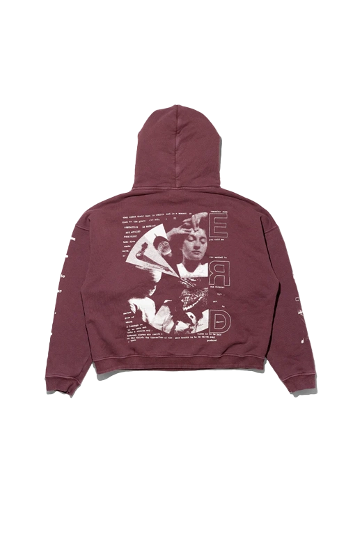 ENFANTS RICHES DÉPRIMÉS Remember When Printed Jersey Burgundy Hoodie