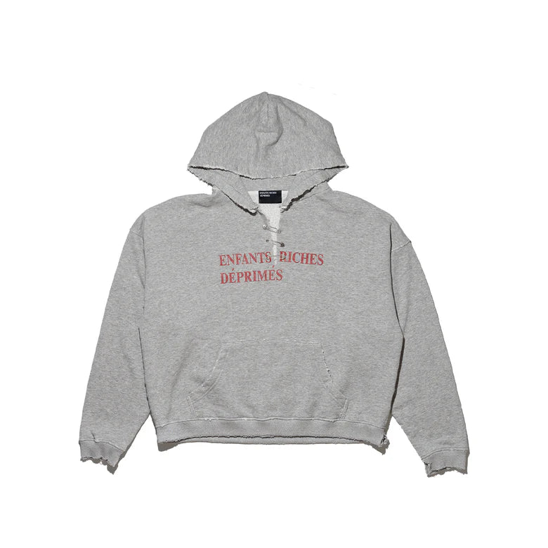 ENFANTS RICHES DÉPRIMÉS Distressed Logo Print Heather Grey Hoodie