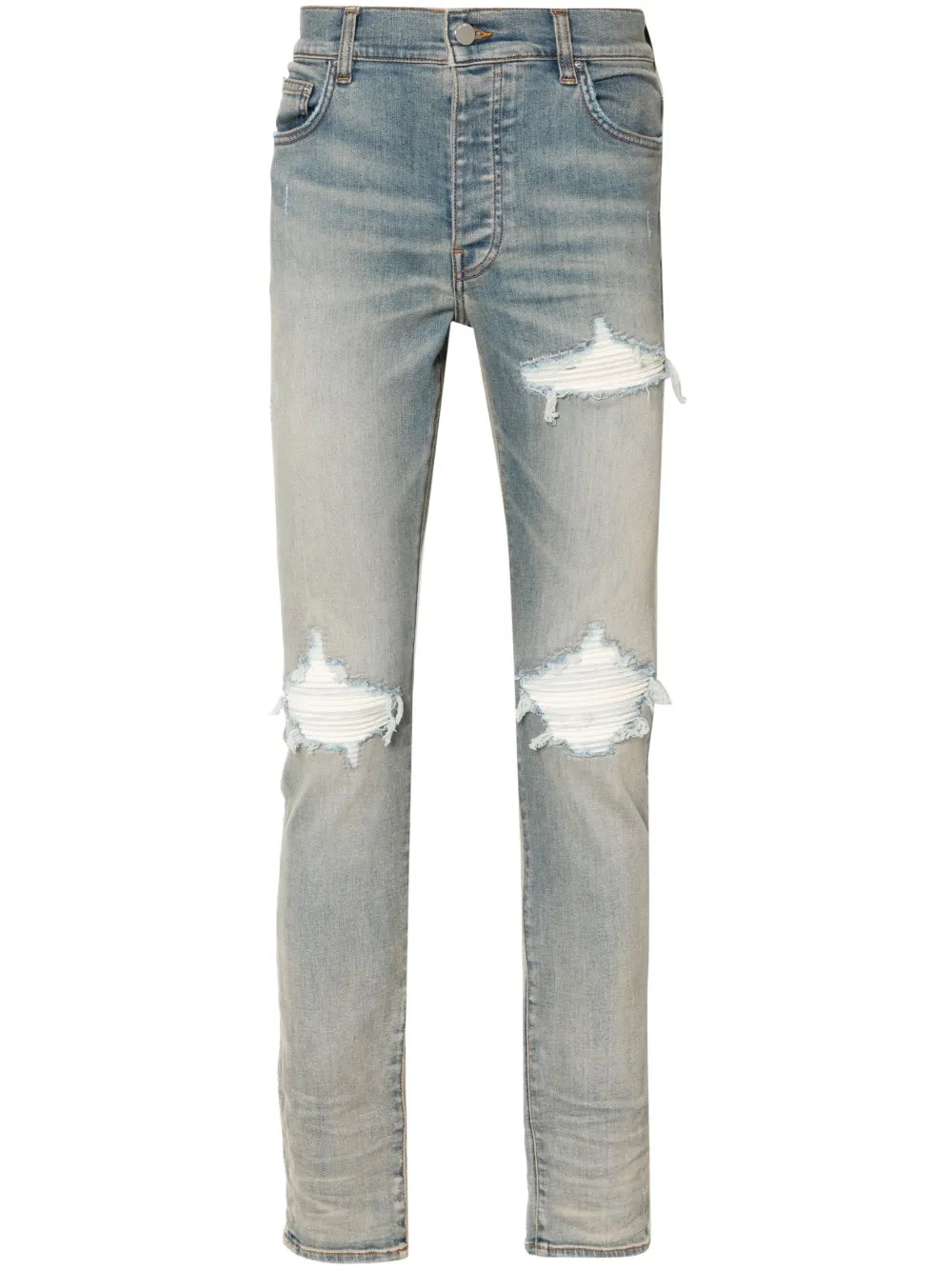 Amiri White Suede Patch MX1 Blue Jeans