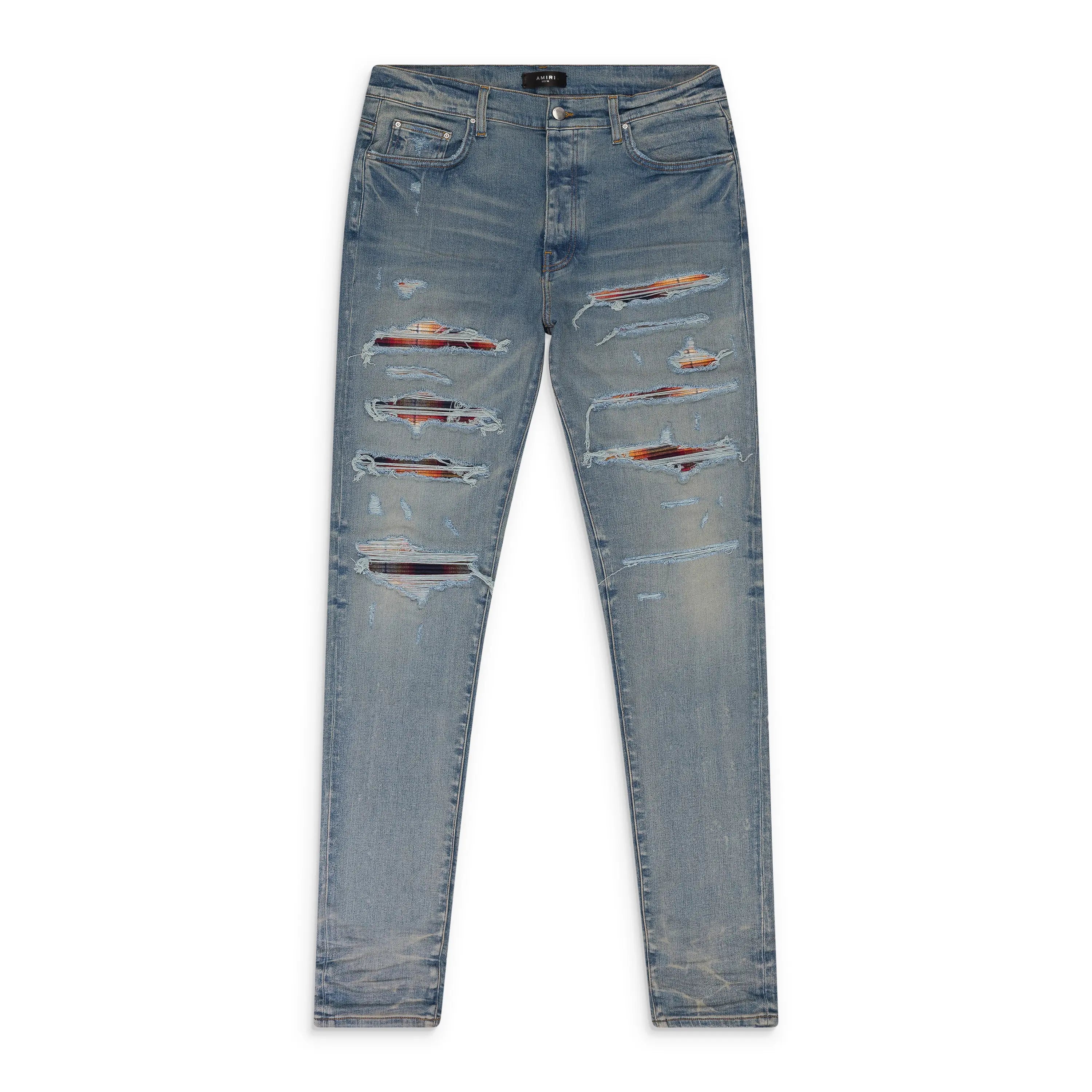 Amiri Red Plaid Thrasher Blue Jeans