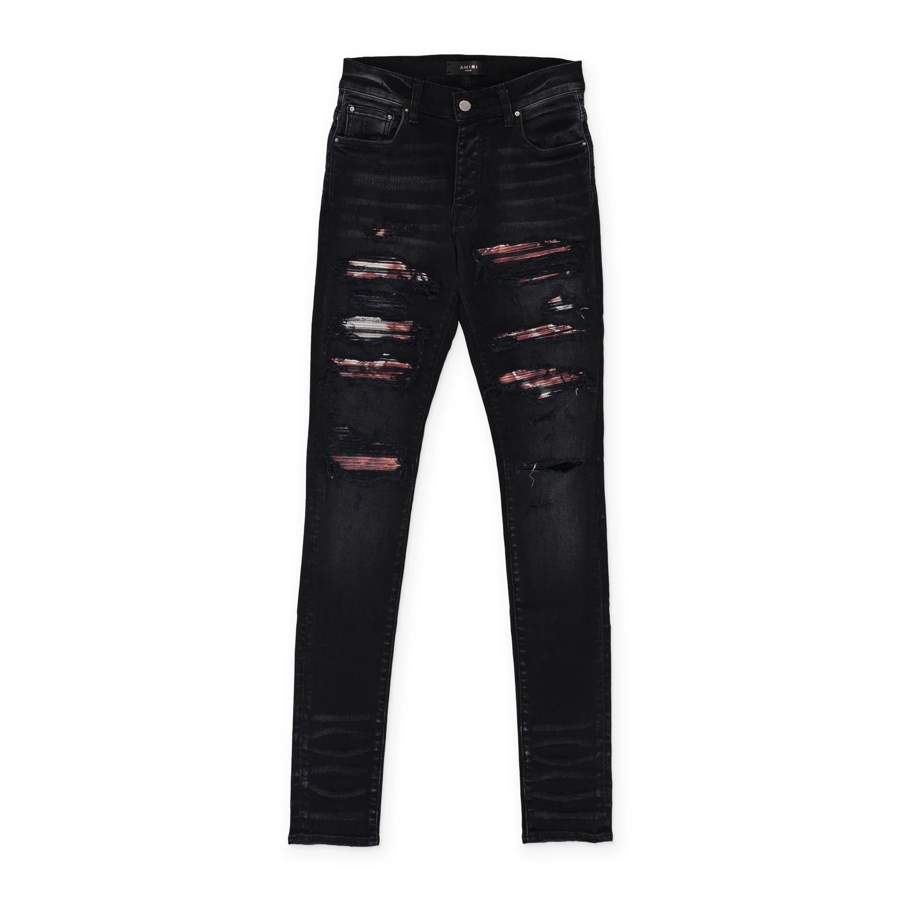 Amiri Red Tye Dye Thrasher Black Jeans