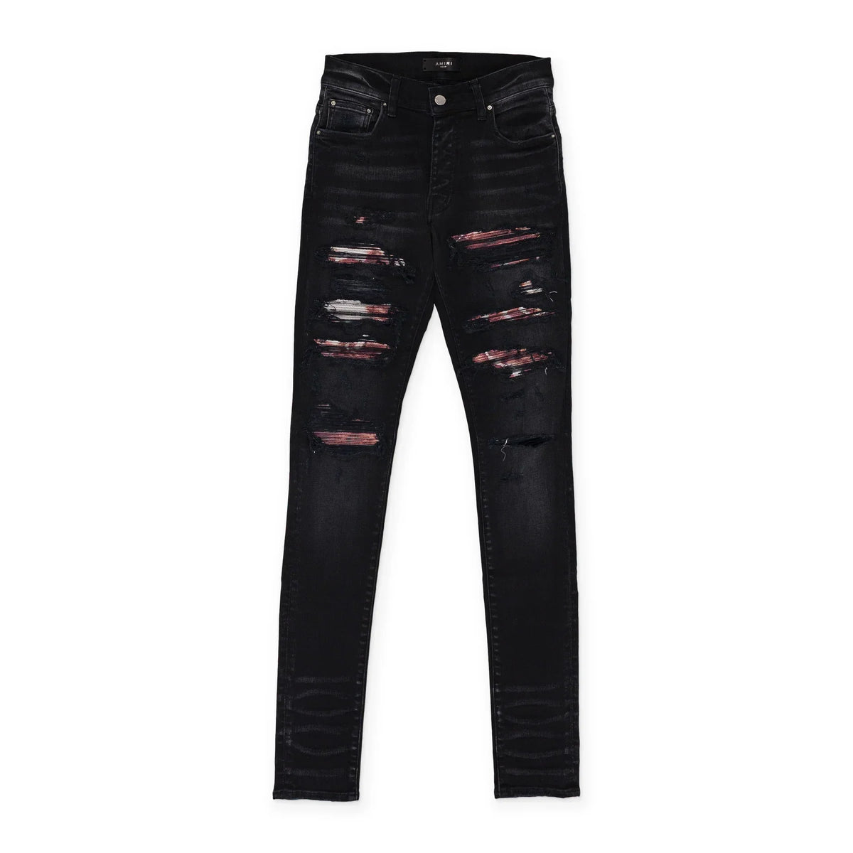 Amiri Red Tye Dye Thrasher Black Jeans