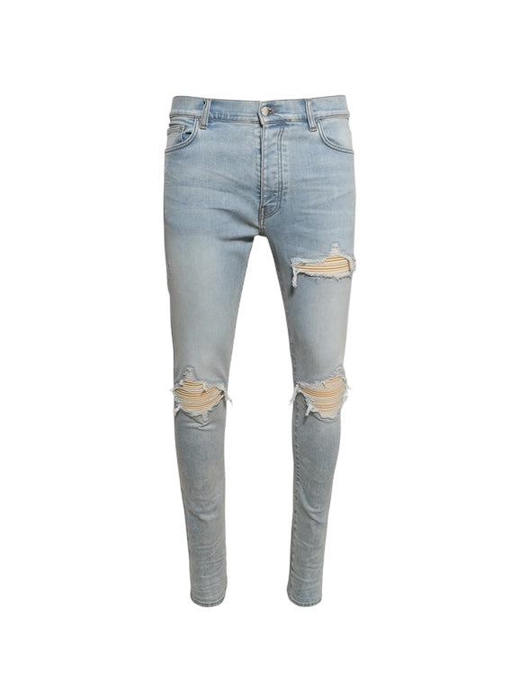 Amiri Yellow Suede MX1 Blue Jeans