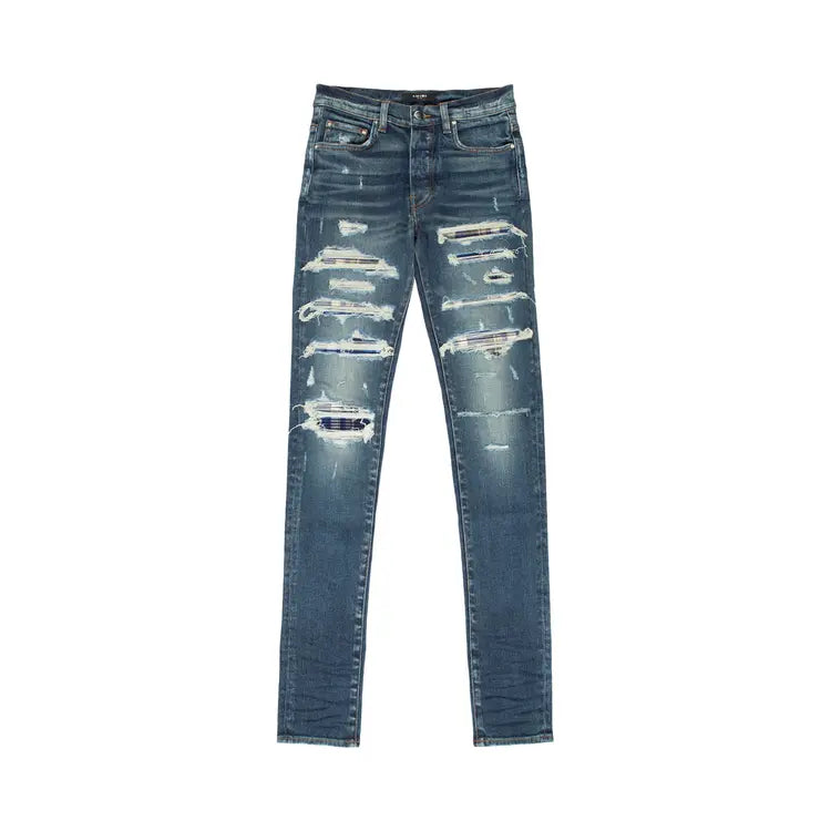 Amiri Blue Plaid Thrasher Blue Jeans