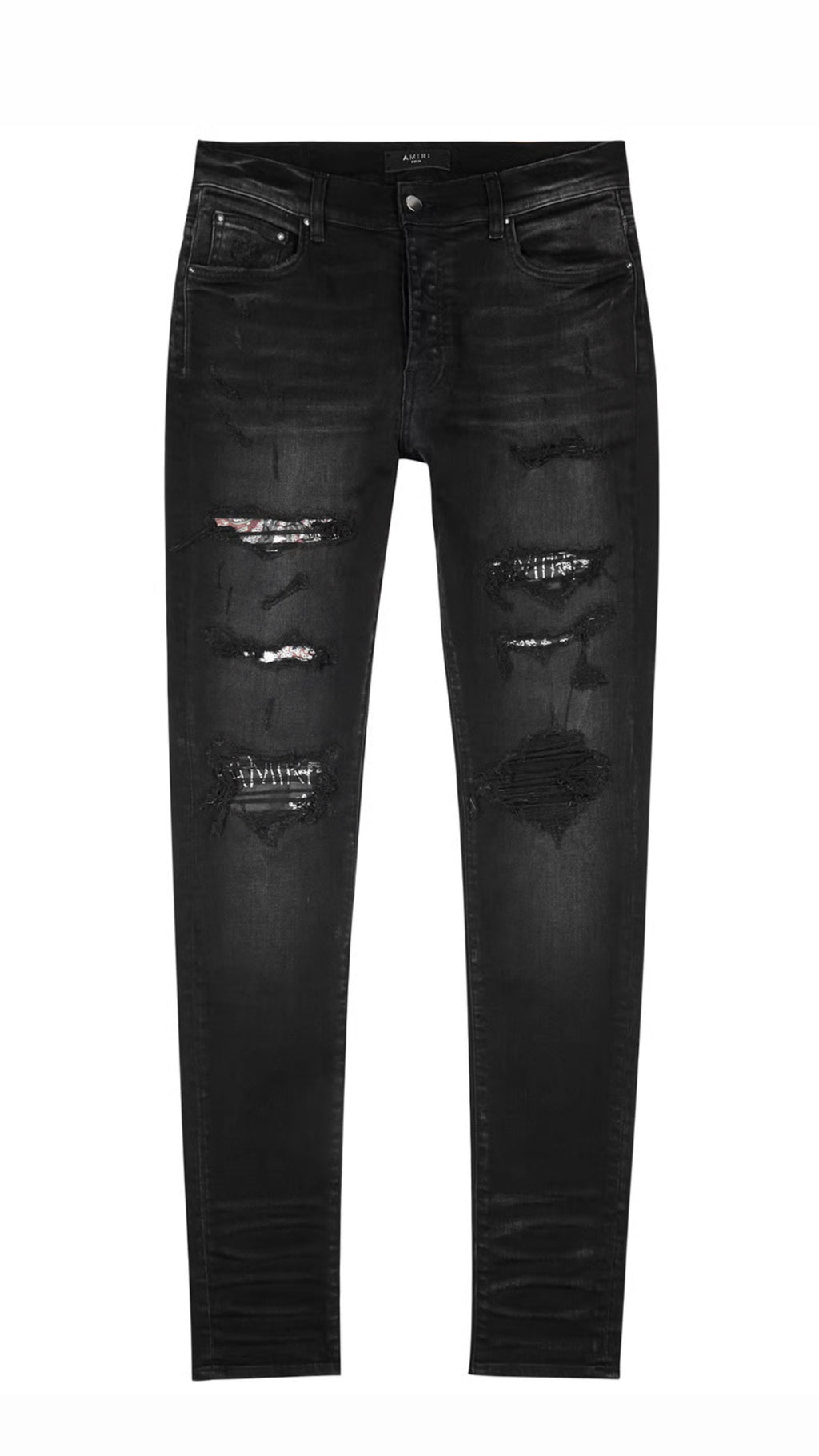 Amiri Hibiscus Art Patch MX1 Black Jeans