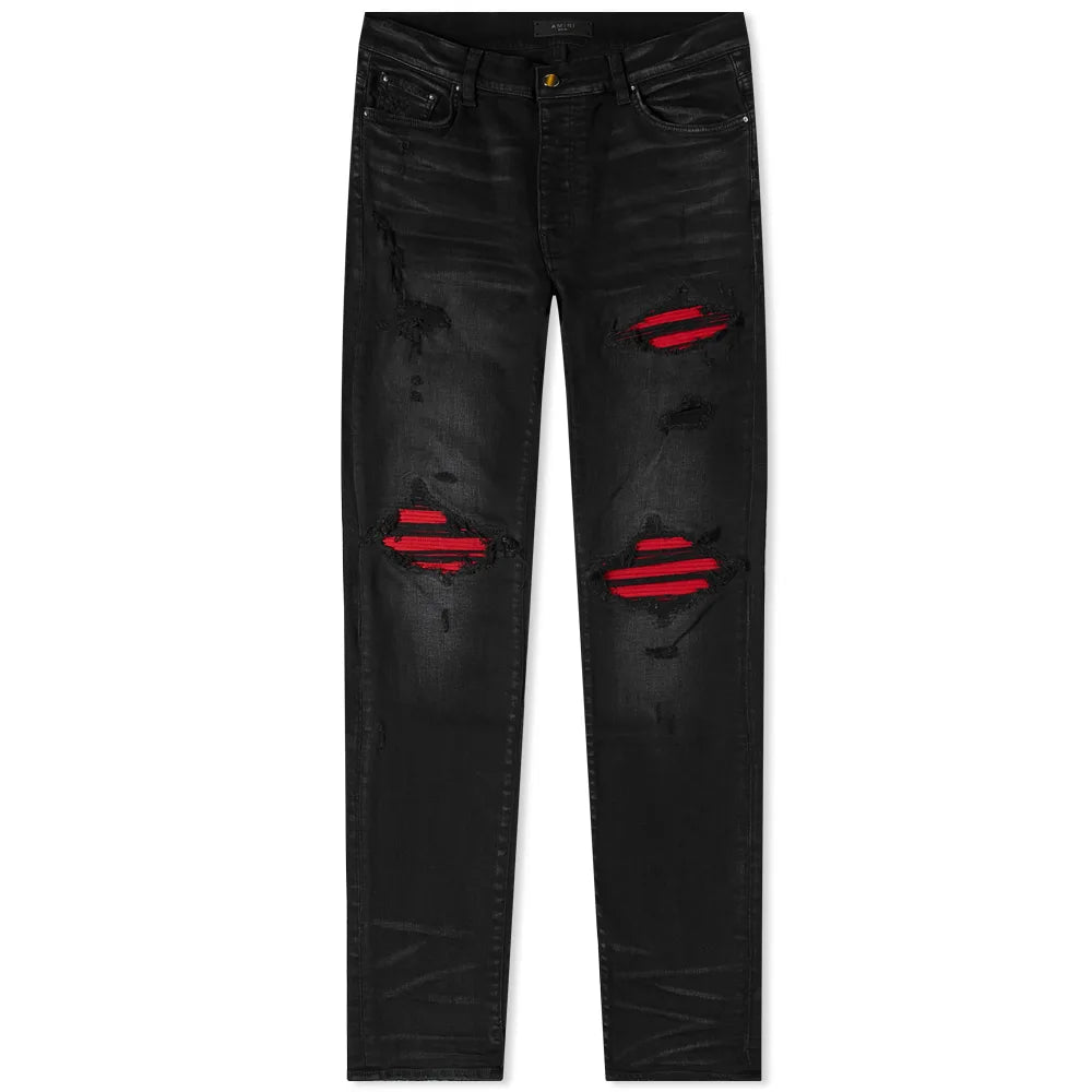 Amiri Red Suede MX1 Black Jeans