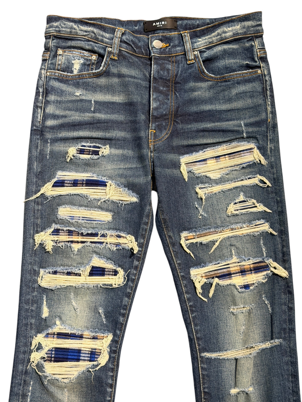 Amiri Blue Plaid Thrasher Blue Jeans