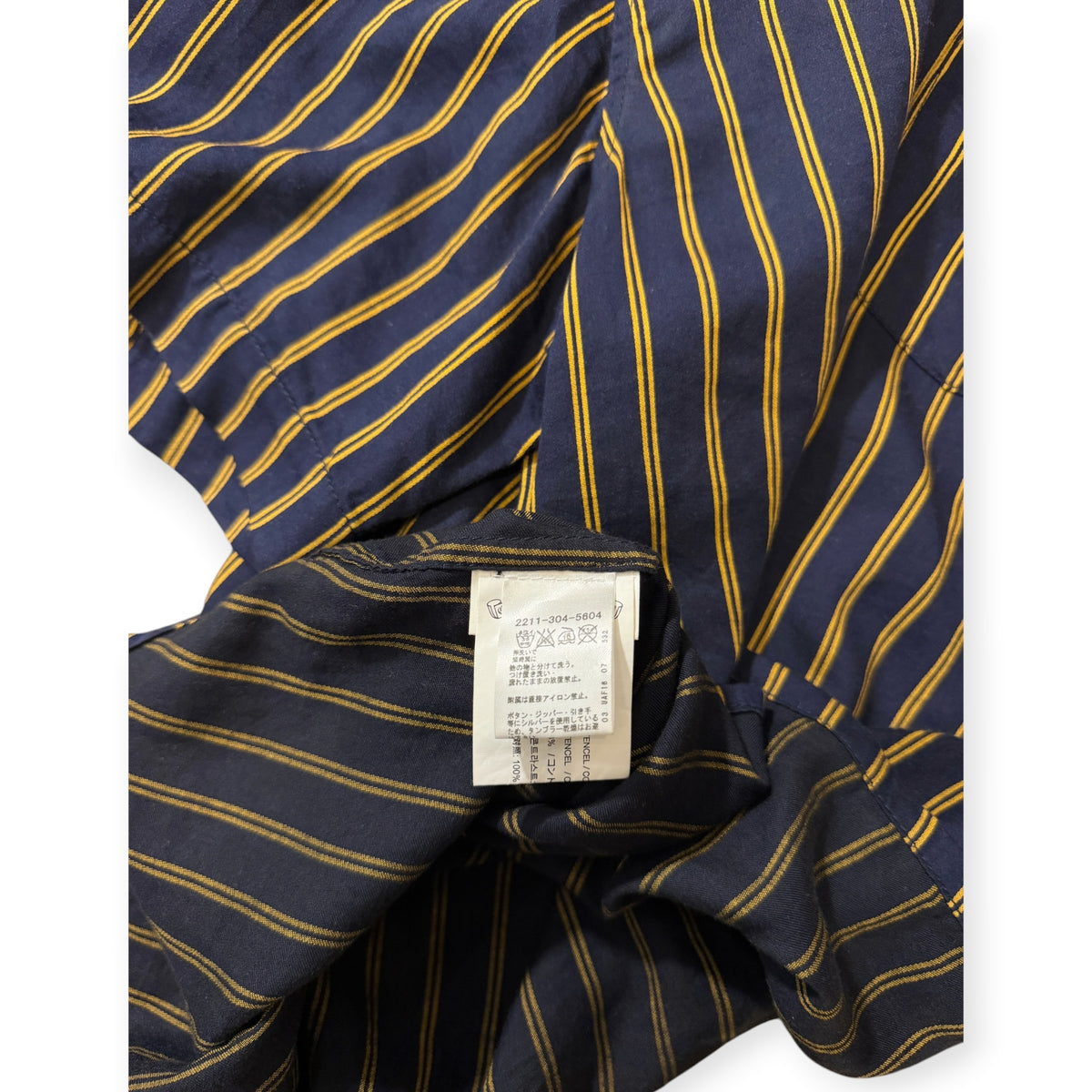 Chrome Hearts Zip-Up Stripped Dress Shirt Navy/Yellow