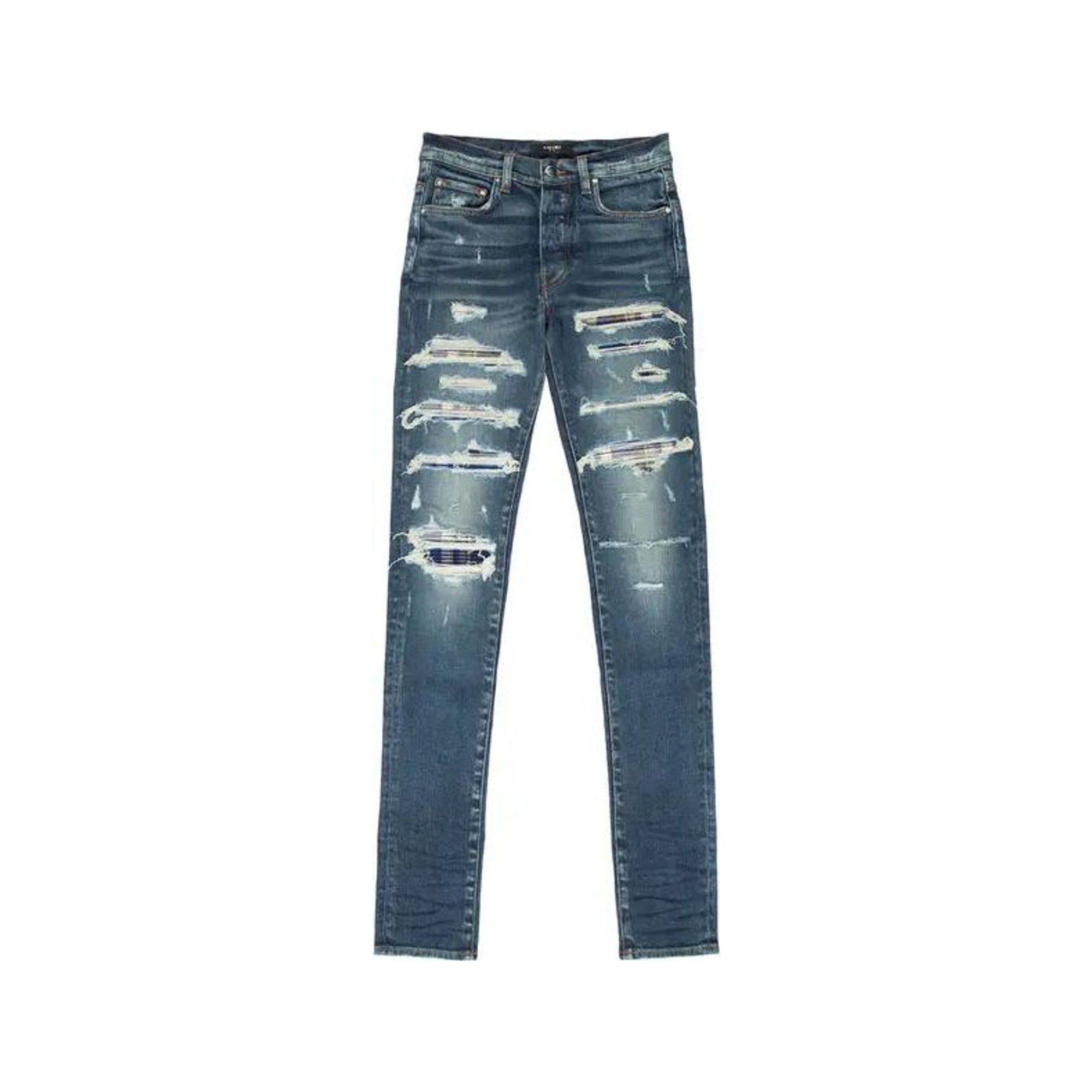 Amiri Blue Plaid Thrasher Blue Jeans