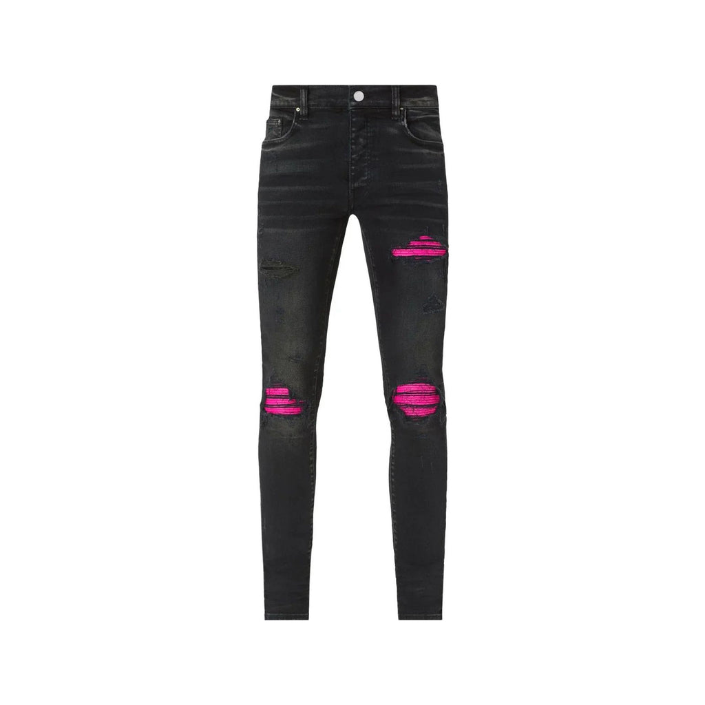 Amiri Pink Patch MX1 Black Jeans