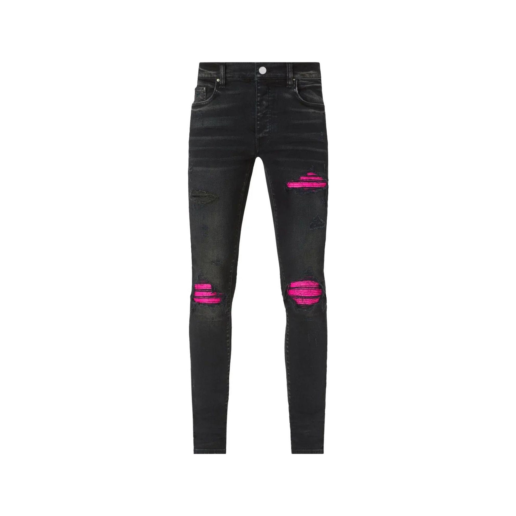 Amiri Pink Patch MX1 Black Jeans