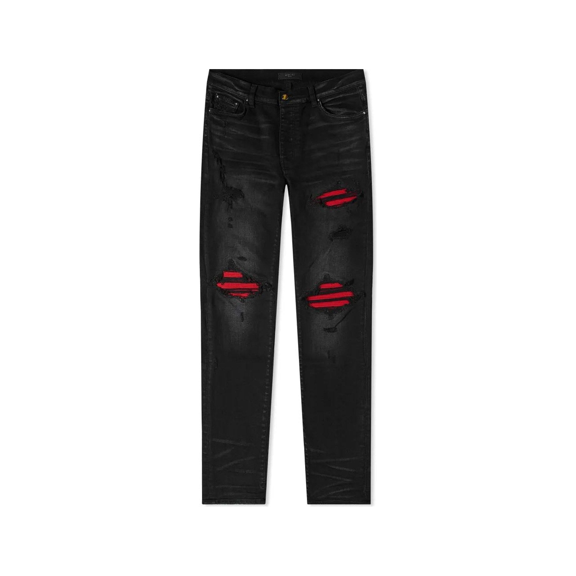 Amiri Red Suede MX1 Black Jeans