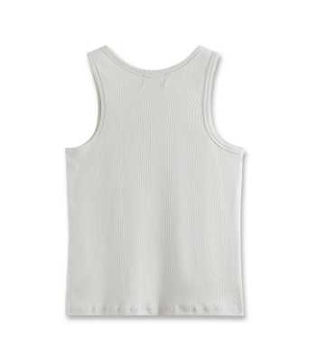 Richill Melancholy Graphic Ribbed White Tank Top