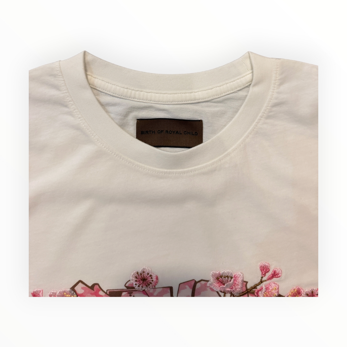 Birth Of Royal Child Sakura Embroidered White T-Shirt