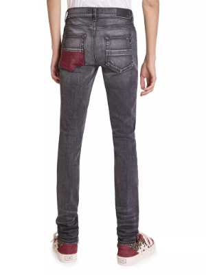 Amiri MX1 Red Lurex Patch Grey Jeans